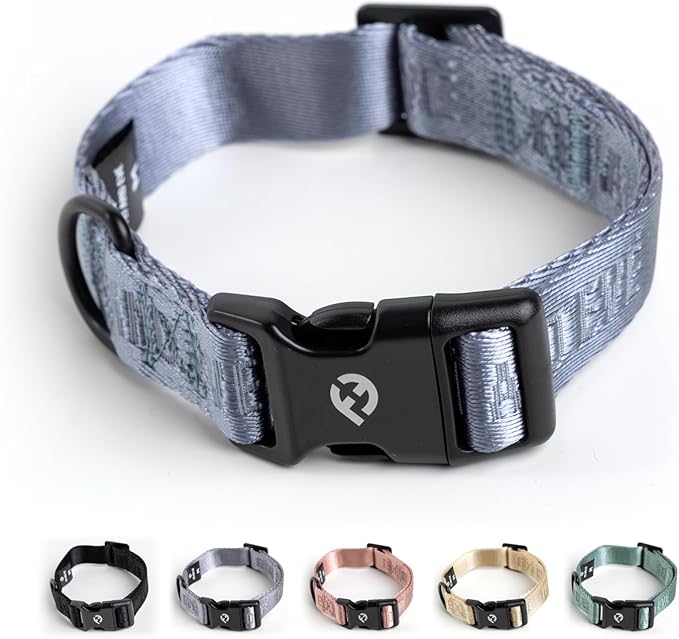 2026 New Edition, Fei & Eve Classic Dog Collar - Quick Release Metal Buckles | Fur-Safe | Premium 210D Nylon | 450LB Escape-Proof | Adjustable Fit | Small (Dusk Blue)