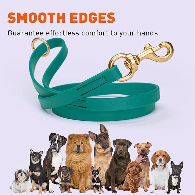 Viper Biothane K9 Working Dog Leash Waterproof Lead for Tracking Training Schutzhund Odor-Proof Long Line with Solid Brass Snap for Puppy Medium and Large Dogs 6ft, Blue Aqua