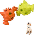 Friends Forever Squeaky Dog Toys with Tennis Ball, Tough Dog Chew Toy, Interactive Fun Indoor Play, Non-Toxic Durable Natural Rubber Puppy Teething, Dinosaur Citron/Orange 2 Piece