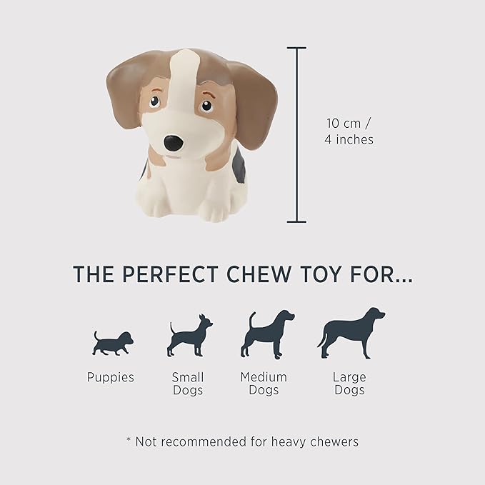 Hevea Beagle Breed Collection Dog Chew Toy - Natural Rubber Teething Toy for Puppies, Small, Medium and Large Dogs - Sore Gum Relief & Keeps Dogs Busy