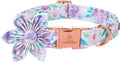 Lionheart Glory Dog Collar - Purple With Flower, Cute Floral Pattern, Adjustable for X-Large Dogs