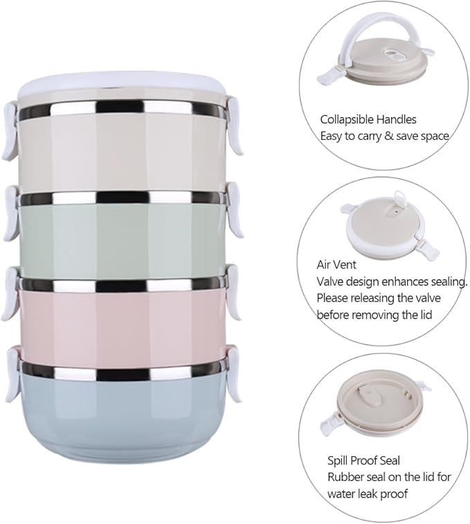 CHICIRIS Travel Dog Bowls, 4-tier portable stainless steel pet food container with handle, for dog and cat feeding, 24oz