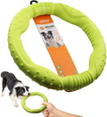 LaRoo 11.8 Inch Heavy-Duty Dog Flying Ring - Floating Chew Toy for Aggressive Chewers, Interactive Tug of War & Teething Toy for Medium/Large Dogs, Waterproof Outdoor Fetch Toy (Green)