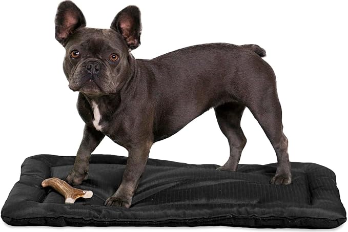 K9 Ballistics Tough Ripstop Dog Crate Pad - Durable, Machine Washable Kennel & Travel Mat for Puppies and Small Dogs, 29 x 18 fits 30” Wire Crate, Obsidian Black