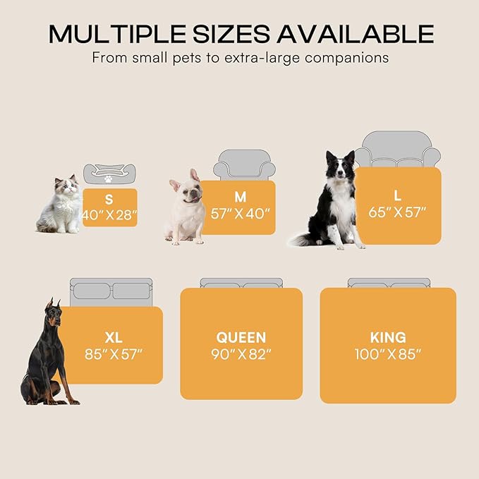 Luciphia Waterproof Pet Blanket, Liquid Pee Proof Dog Blanket for Sofa Bed Couch, Reversible Sherpa Fleece Furniture Protector Cover for Small Medium Large Dogs Cats, Grey+Beige Medium（57" x 40"）