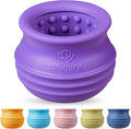 Treat Dispensing Dog Toy, Long-Lasting Interactive Puzzle Toys for Dogs, Stuffable Dog Enrichment Frozen Lick Treat Toy for Boredom, BPA Free Silicone Fetch Catch Chew Toy (Purple,L)