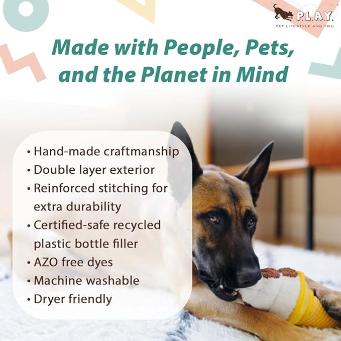 P.L.A.Y. Dog Toys - Junk Food Themed Durable Squeaker Chew Toy, Great for Puppies & All Dog Breeds & Sizes - Machine Washable (Soft Serve Ice Cream)