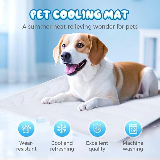 Cooling Mat for Dogs Cats, 2025 New Dog Cooling Mat Pet Cool Pad, Portable Dog Cool Beds for Summer Indoor Outdoor, Non-Slip, Washable (Medium)