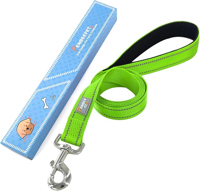 Dog Leash 6 FT Padded Handle Nylon Reflective Dogs Leashes for Large Dogs Green