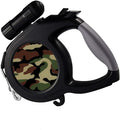 Camo Dog Leash - 26ft Retractable with Flashlight - Medium to Large Dogs