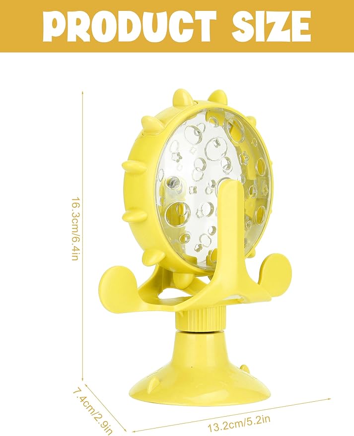 GLOGLOW Cat Food Leakage Toy, Windmill Treat Dispensing Cat Puzzle Interactive Feeder for Kitten Puppy Slow Eating Suction Cup Playtime Indoor Enrichment Training Reward