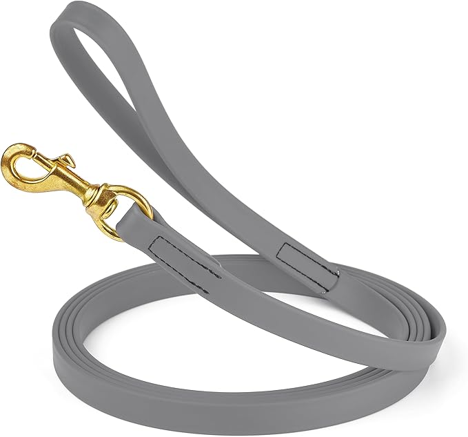 Viper Biothane K9 Working Dog Leash Waterproof Lead for Tracking Training Schutzhund Odor-Proof Long Line with Solid Brass Snap for Puppy Medium and Large Dogs, 15ft Battleship Gray