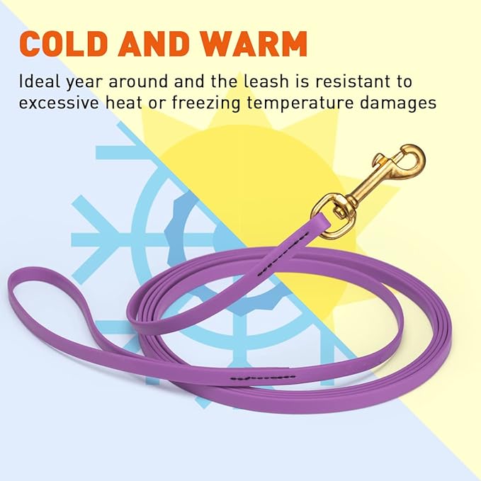 Viper K9 Biothane Working Dog Leash Waterproof Lead for Tracking Training Schutzhund Dog Sport & Search - Odor-Proof Long Line with Solid Brass Snap for Puppy Medium Large 3/8" x 20ft Amethyst Purple