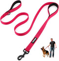 Heavy Duty Double Handle Dog Leash 6 ft Long for Total Control, Padded 2 Handle, Reflective Training Lead for Medium Large Dogs (Red, 6 FT)