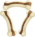 Bone Chew Toys for Aggressive Chewers, 3 Pack Real Beef Flavor, Indestructible Dog Teething Toys for Medium/Large/Small Breed, Durable Nylon Tough Dog Toy