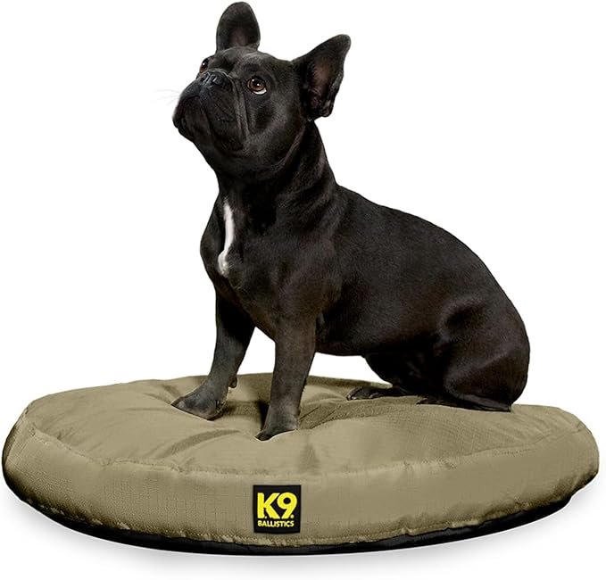 K9 Ballistics Tough Round Nesting Pillow Dog Bed - Removable Cover, Washable, Durable & Water Resistant Indoor/Outdoor Bed - Small, Sage Green