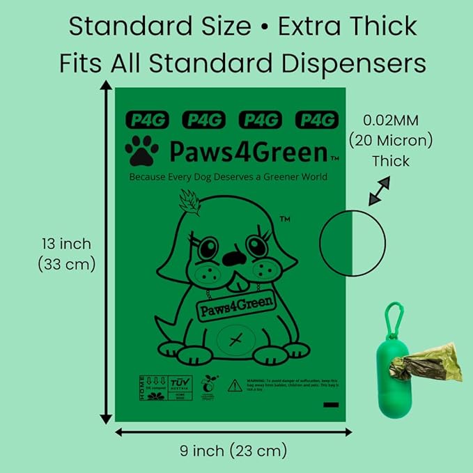 100% Certified Home Compostable Poop Bags (90Count 6 Rolls), Plant Based, Extra Thick (20 Micron) Leak Proof, Unscented Standard Size 9 X 13'', ASTM D6400 & EN 13432 Compliant