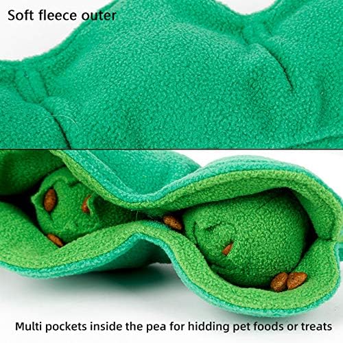 Dog Puzzle Toy, Cute Pea Pod Slow Feeder for Impulsive Bored Dog, Snack Dispensing ng, Sniffing IQ and Stress Relief Training Plush Educational Hide and Seek, Screaming Puppy Toy
