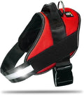 Non Pull Dog Harness with Patch Panels and Handle, Adjustable, Reflective, No Choke, Heavy Duty Easy On Service Dog Vest Harnesses for Medium Large Small Sized Dogs - Red, XS