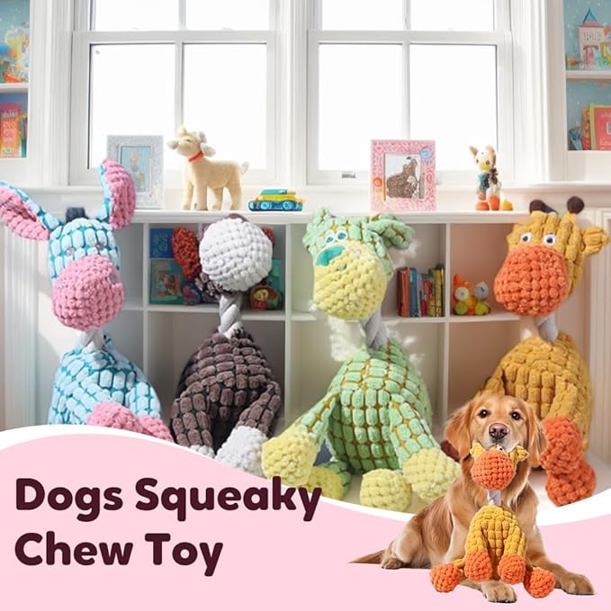 2026 Upgraded Indestructible Dog Toys for Aggressive Chewers Small Medium Large Breed, Crinkle Squeaky Plush Dog Puppy Chew Toys for Teething (Blue+Green)