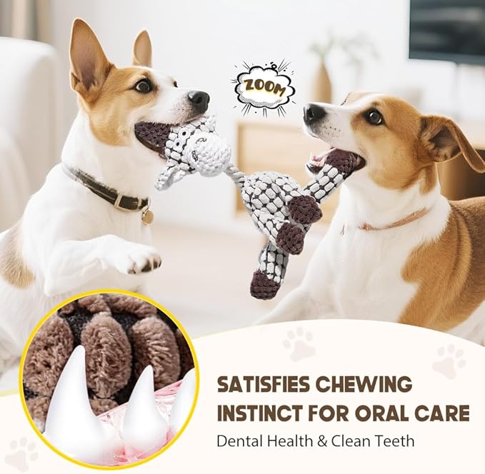 2026 New Indestructible Dog Toy, Dog Toys for Aggressive Chewers, Interactive Dog Squeaky Toys Soft Puppy Chew Toy for Small Medium Large Dogs (Brown)
