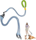 Double Dog Leash No Tangle, Adjustable Split Leads Dual Pet Walking Leash with Comfortable Padded Handle for Four Dogs, Hands - Free Dual Leashes for Small/Medium Pets (Red, Four Leashes)