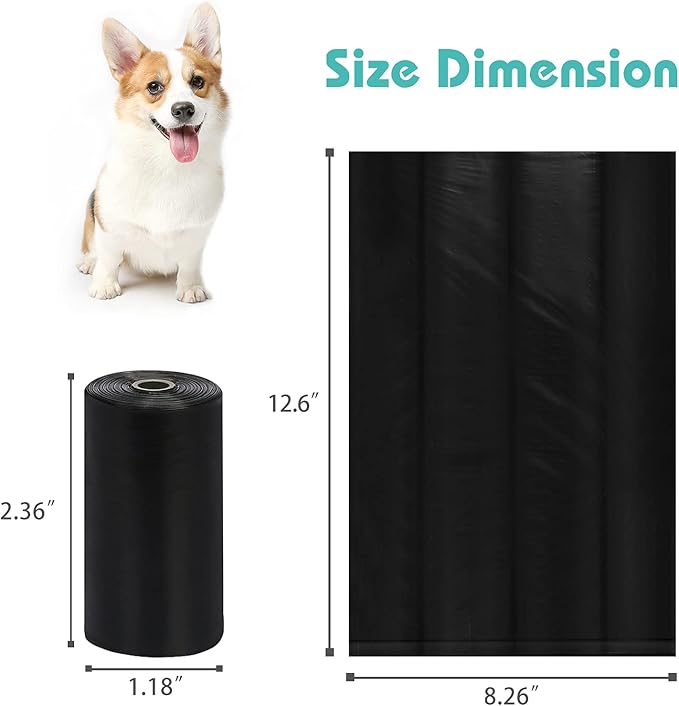 PetsHome Dog Poop Bags, Dog Waste Bags [Extra Thick][Leak-Proof] Eco-Friendly 16 Rolls, 240 Bags Black