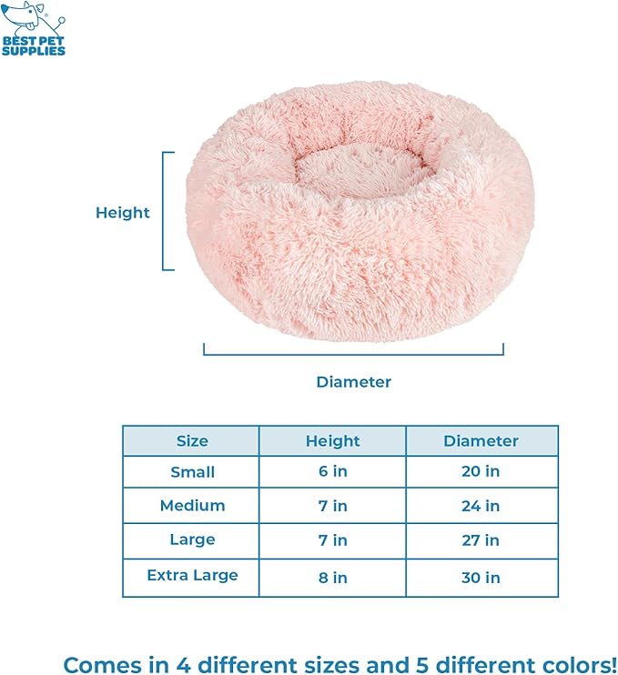 Best Pet Supplies Dog House Bed Crate Mat Tent Indoor Round Soft Plush for Small, Medium, and Large Breeds - Pink, 27 x 27 x 7.5