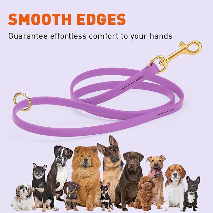 Viper Biothane K9 Working Dog Leash Waterproof Lead for Tracking Training Schutzhund Odor-Proof Long Line with Solid Brass Snap for Puppy Medium and Large Dogs 6ft, Amethyst Purple