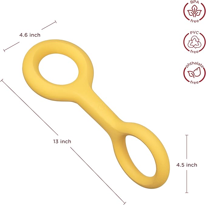 Ubbi Tuggle Dog Toy, Durable Rubber with Ergonomic Grip, for Medium to Large Dog Breeds, Yellow (Pack of 2)