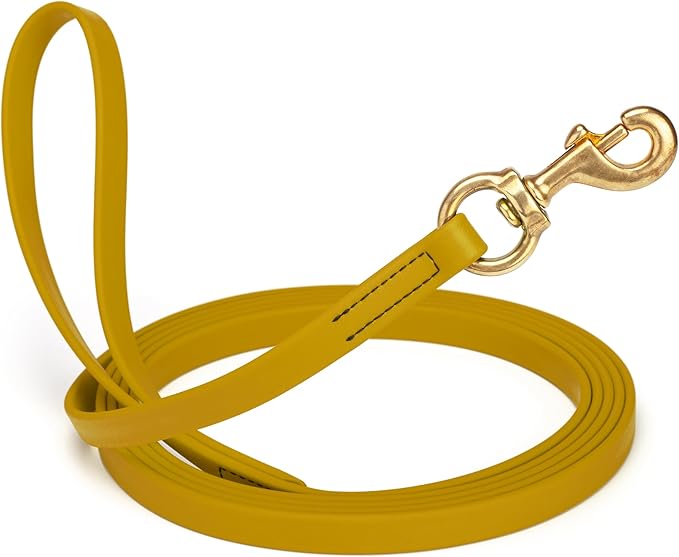 Viper Biothane K9 Working Dog Leash Waterproof Lead for Tracking Training Schutzhund Odor-Proof Long Line with Solid Brass Snap for Puppy Medium and Large Dogs, 20ft Treasure Gold