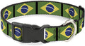 Buckle-Down PC-W30258-WL Brazil Flags Plastic Clip Collar, Wide Large/18-32"