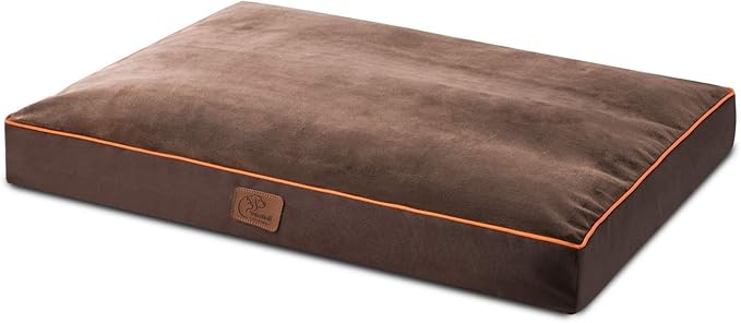 Bedsure Washable Dog Beds Large Sized Dog - 3 Inch Thicken Up to 80lbs Pet Mat Pillows with Removable Washable Cover, Brown