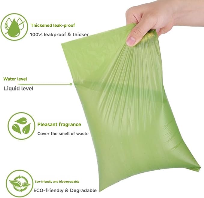 Dog Waste Bag Leak Proof Extra Thick Refill Rolls Lavender Scented 240 Bags 16 Rolls w/Dispenser 13 x 9 Inch Green