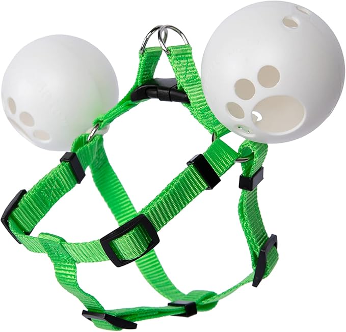 FenceMate Small Dog Harness with Attached Balls Dog Collar to Prevent Escape Through Fence Openings (Medium) Fits Girth or Chest Size 19"-29" Improved Fence Blockers for Dogs
