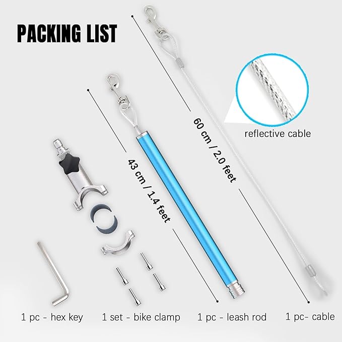 Hands-Free Bicycle Dog Leash for Medium & Large Dogs - 180° Rotating/Fixed Attachment, Shock-Absorbing Spring & Quick-Release Connector, Durable Cycling Leash for Safe, Smooth Rides with Pets (DBL-B)