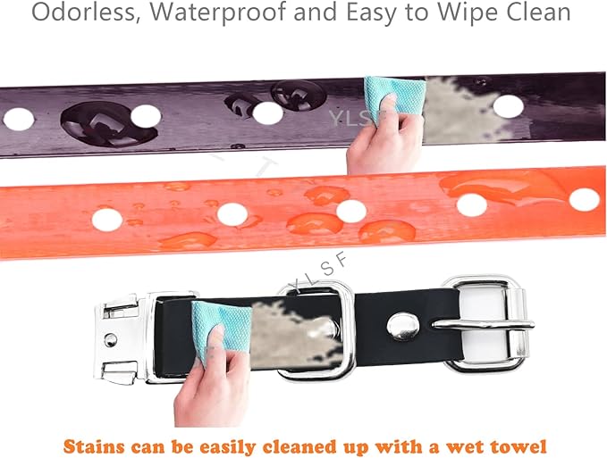 Quick Snap Bungee Dog Collar Strap with D Ring for Most of Electronic Training Shock Collar Receivers-Adjustable Durable Waterproof Odorless 3/4 Inch TPU Collar Replacement for Barking Fence