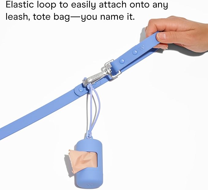 Wild One Dog Poop Bag Holder and Dispenser with Leash Attachment, Leak Proof, Easy Twist Top for Refills, Includes 1 Roll Bags, Lilac