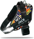 Personalized No-Pull Dog Harness with Name Patch, Adjustable, Reflective, Padded, Heavy Duty Pet Vest to Prevent Tugging, Pulling, or Choking, Training and Walking, Motorsport, S