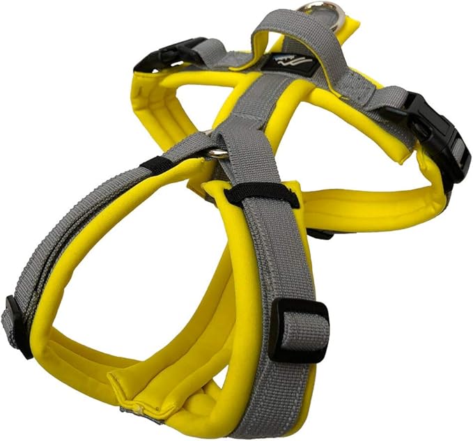 [白山:Hakusan] Zero Dog Harness Basic Type, Safe - No chocking/Hard to Disconnect, Great fit - Easy Put on and Off/Adjustable, Reflector, S - Medium Dog, Two-Tone Yellow x Gray