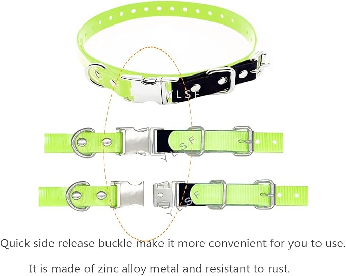 Quick Snap Bungee Dog Collar Strap with D Ring for Most of Electronic Training Shock Collar Receivers-Adjustable Durable Waterproof Odorless 3/4 Inch TPU Collar Replacement for Barking Fence