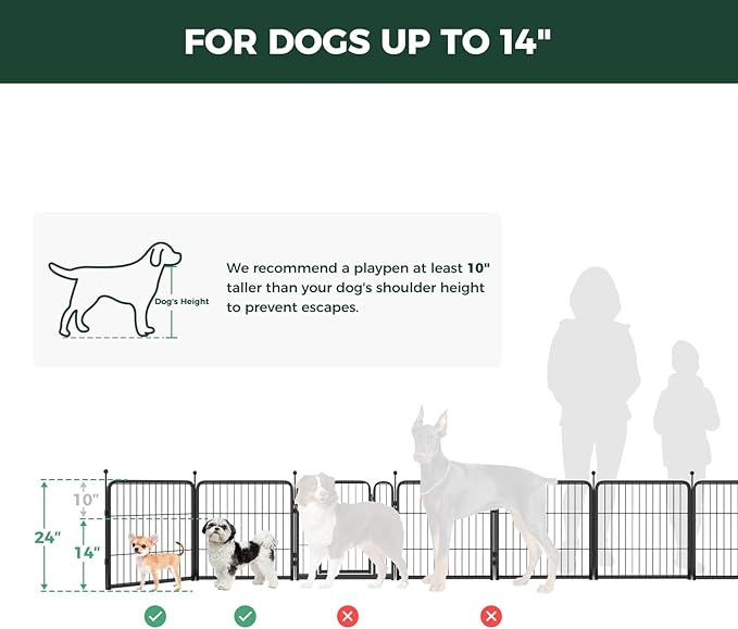 FXW Rollick Unleashed Dog Playpen for Indoor, Yard, RV Camping, 24 inch 16 Panels Dog Pen with RV Step Grid for Small and Puppy Dogs, Black│Patented