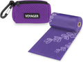 Best Pet Supplies Dog Poop Bag Holder Leash Attachment with 15 Bags, Purple, Reusable Mesh Dispenser Pouch for Travel, Walking, Park, and Outdoor Use, Soft and Durable with Clip-On