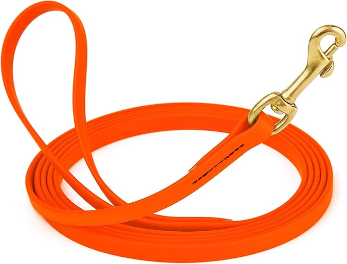 Viper Biothane K9 Working Dog Leash Waterproof Lead for Tracking Training Schutzhund Odor-Proof Long Line with Solid Brass Snap for Puppy Medium and Large Dogs, 10ft Hunter Orange