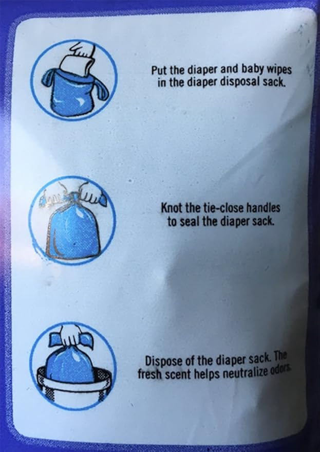 Sassy 100 Count Disposable Diaper Sacks, Powder Scented, 4-25 Sacks per Roll, Easy-to-Tie, Diaper Disposal or Pet Waste Bags