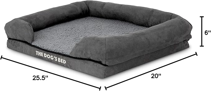 The Dog’s Bed Orthopedic Memory Foam Dog Bed with Bolsters, Plush Fabric, Grey Plush, Small