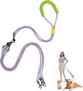 Double Dog Leash No Tangle, Adjustable Split Leads Three Pet Walking Leash with Comfortable Padded Handle for Three Dogs, Hands - Free Three Leashes for Small/Medium Pets (Purple, Three Leashes)