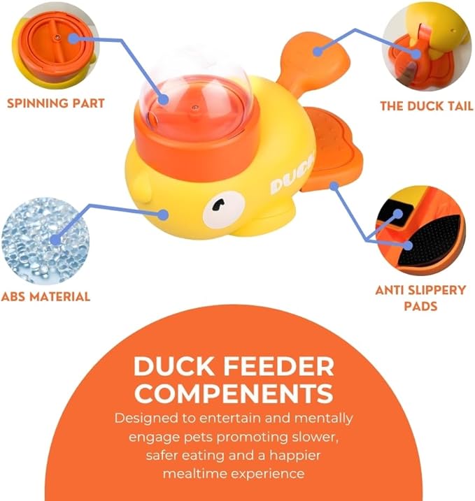 Duck Dog Treat Dispenser Toy - Anti-Slip Interactive Duck Dog Feeder - Slow Puzzle Feeder for IQ Training, Mental Enrichment for Small, Medium & Large Dogs