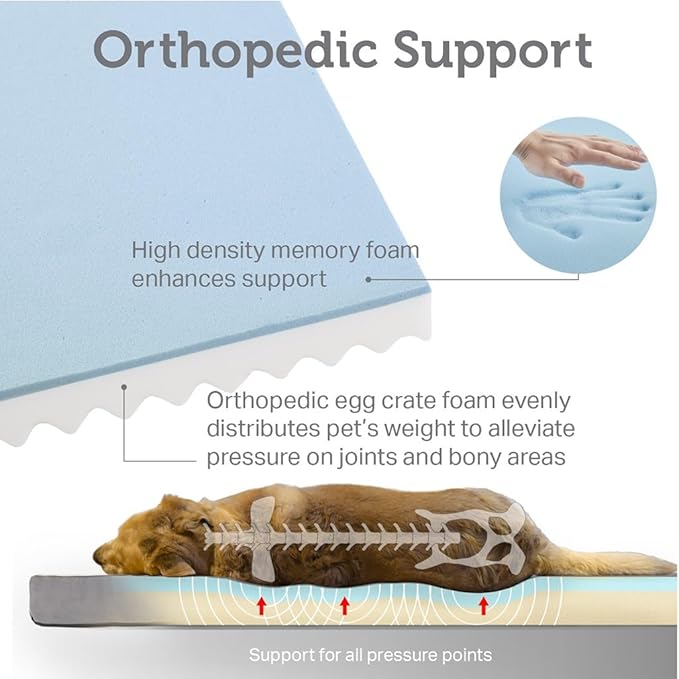 Friends Forever Orthopedic Dog Bed, Cooling Dog Beds with Removable Washable Cover, Reversible Pet Bed Mat with Memory Foam, Washable Removable Cover, Kato Khaki, 30x20x3 (Pack of 2)