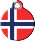Dog Tag Art Norwegian Flag Personalized Pet ID Tag for Dogs and Cats, Silent Polymer Coated Stainless Steel Flag of Norway Nametag with Customized Identification Information - Large 1.25" Diameter